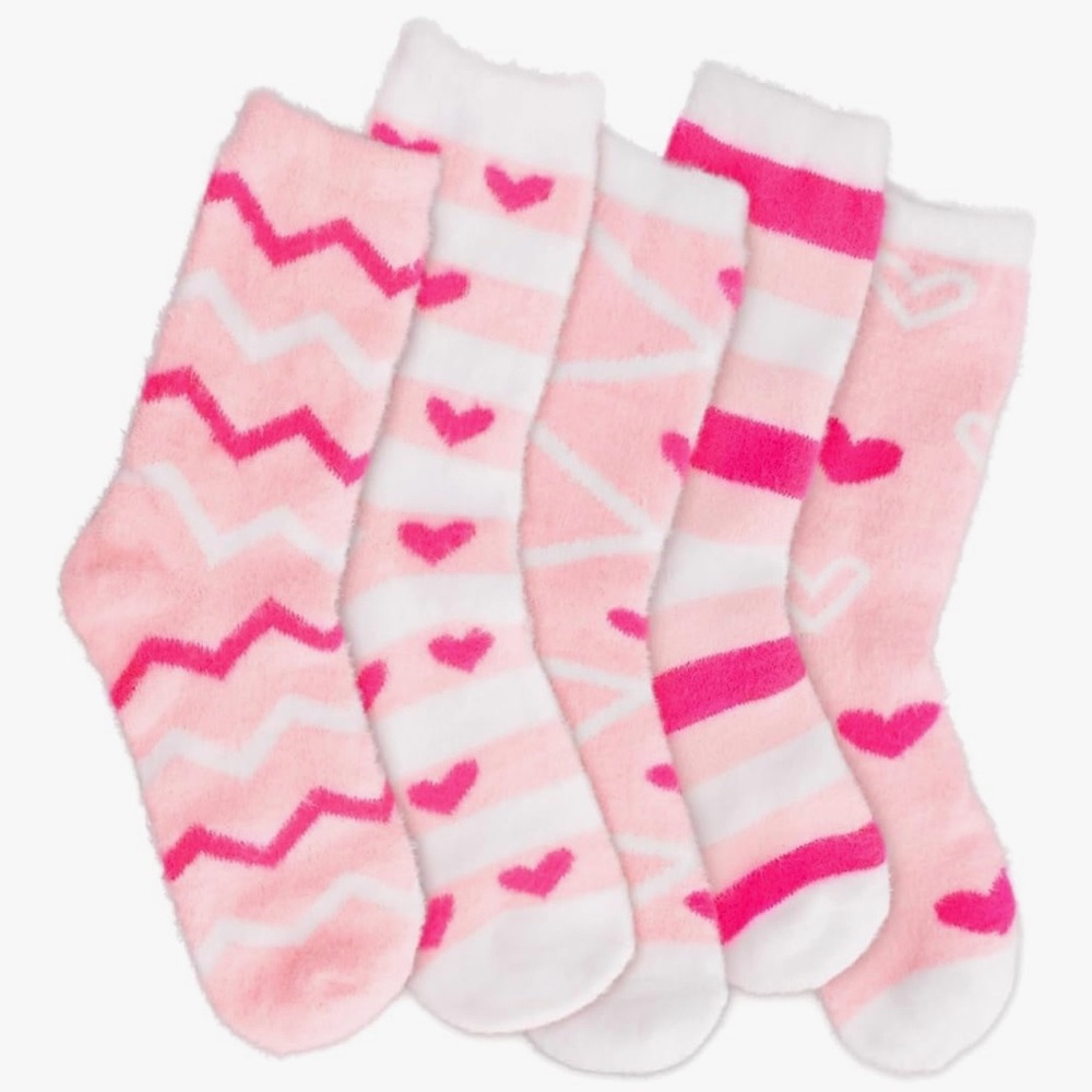 Fuzzy Socks 5 pair for Women Pink/White comes in a gift able box! New. - Picture 1 of 7